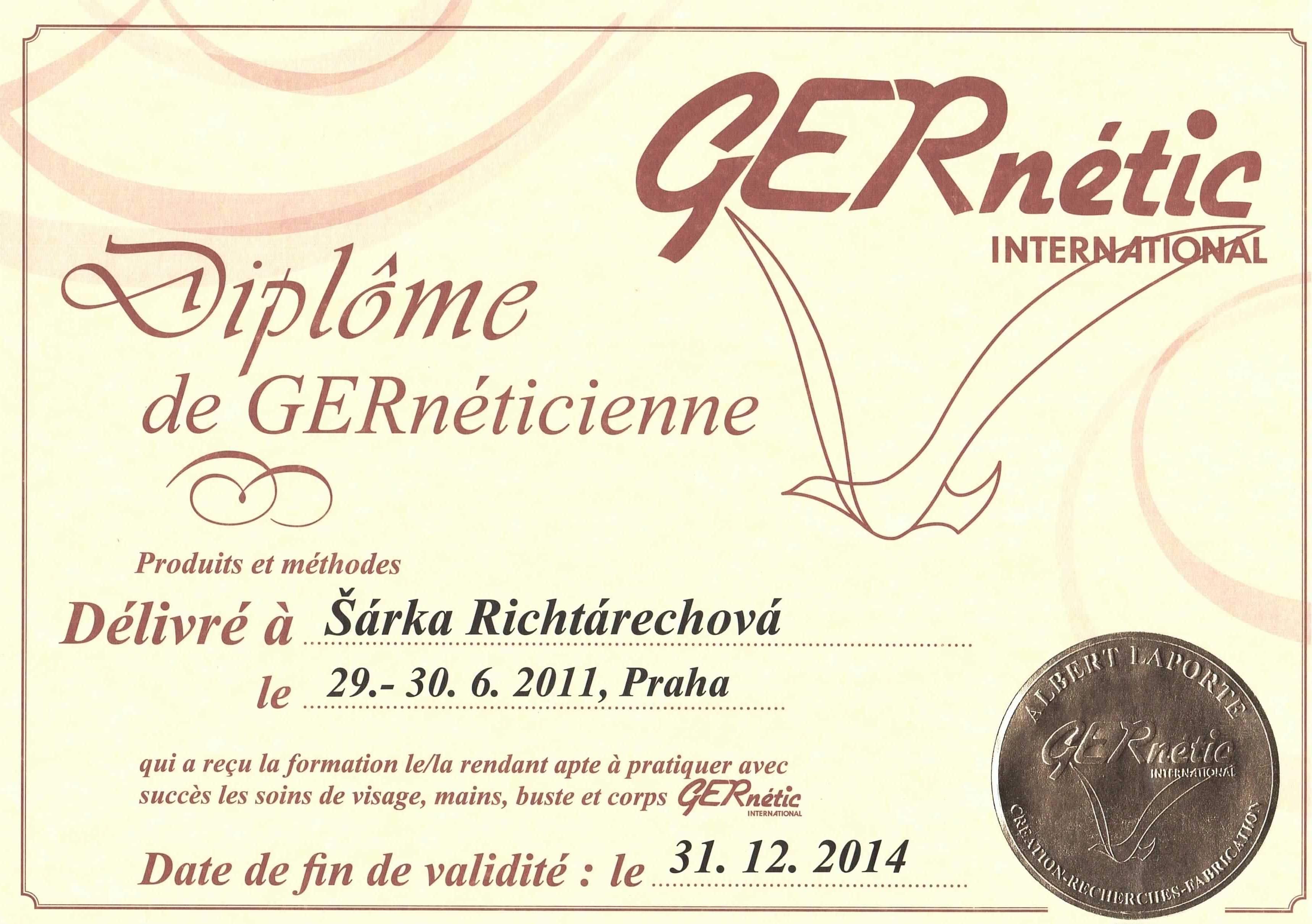 Certifikát Gernétic